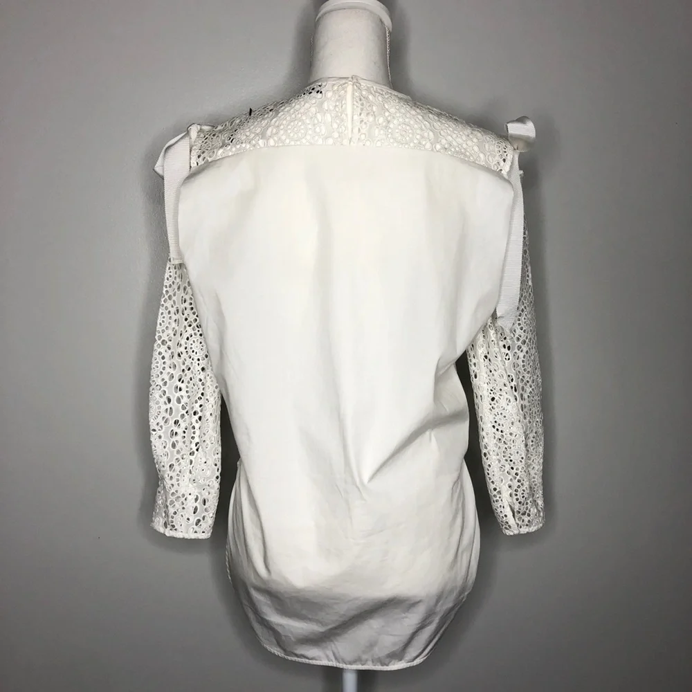 Sandro Paris Ernesto Eyelet Broderie Anglaise Blouse in Blanc - NWT